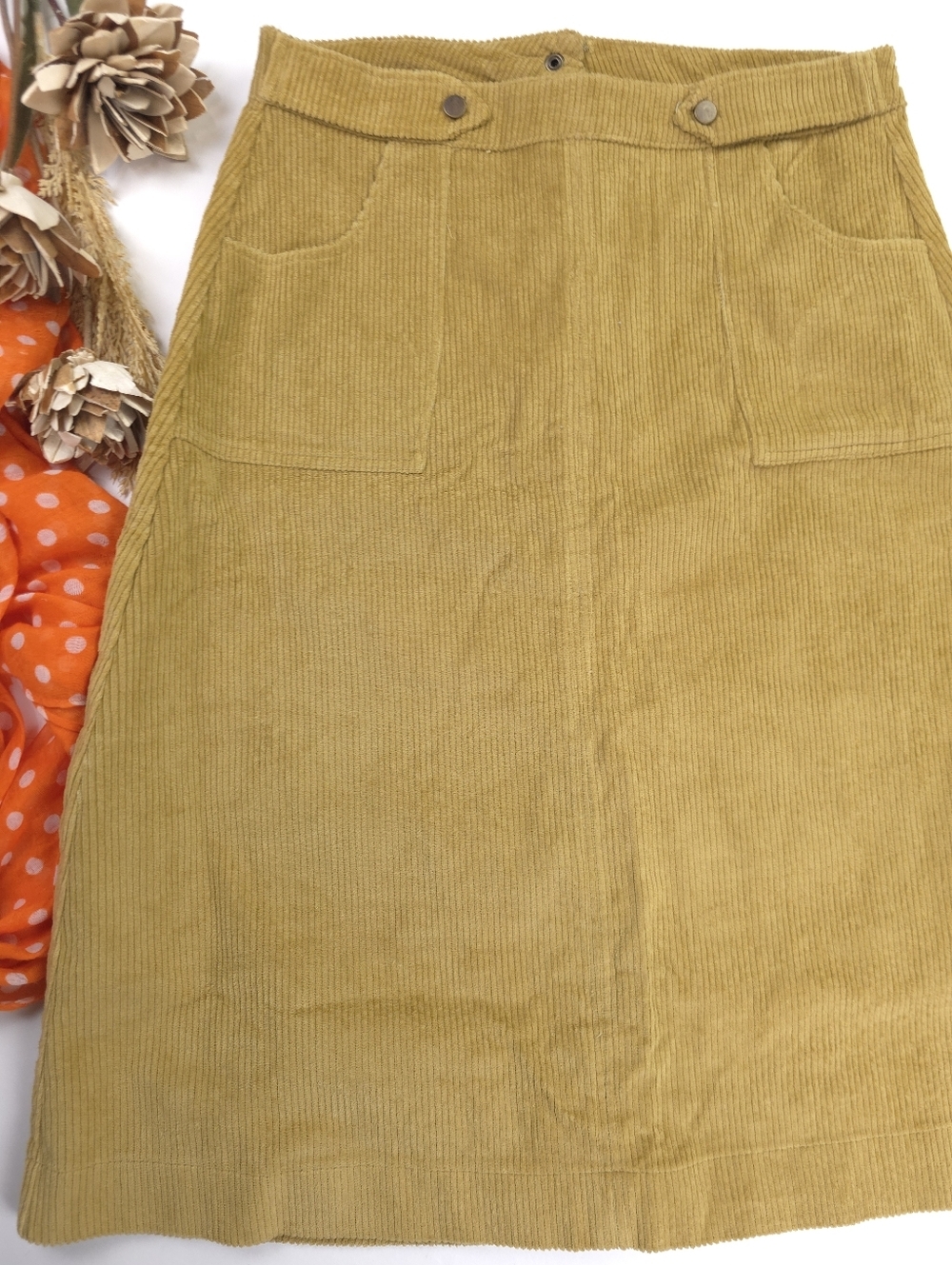 New Kate Quinn Corduroy Pencil Skirt in Tan Mustard Skirt Sz 10 - Picture 5 of 11